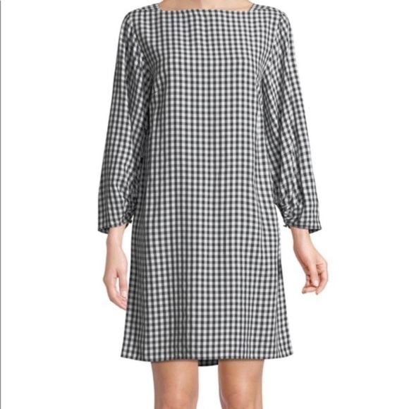 Tibi Black White Gingham Print Shift Dress Checkered Women’s Size 4 - Picture 1 of 12